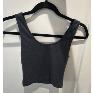 Zenana Outfitters Gray Cropped Tank Top Women's Small Soft Stretch Basic